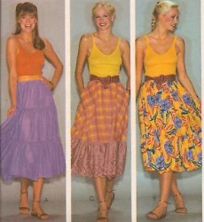 6989 1980 ELASTIC WST RUFFLED TIER SKIRT PATTERN SM 10-12